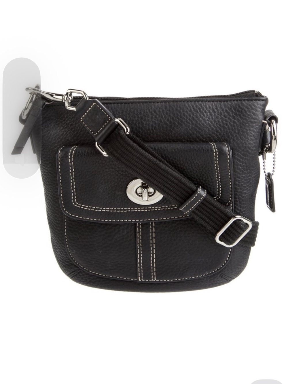 Coach Black Pebbled Leather Turn-Lock Crossbody